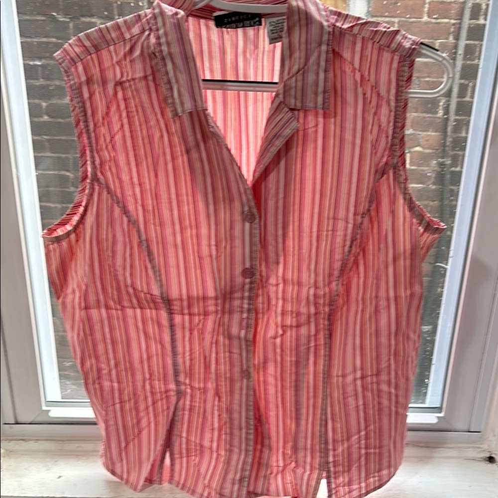 Pink Striped Sleeveless Top
